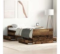 Cadre de Lit Bois Ancien 193x78x50 cm, Lit Simple Adulte avec Rangement, Robuste en Bois d'Ingénierie, Design Moderne, Meuble Chambre à Coucher