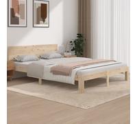 Cadre de Lit Bois Massif 150x200 cm Adulte Chambre Double Sommier vidaXL