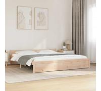 Vidaxl Cadre De Lit Bois Massif 75x190 Cm Petit Simple Marron