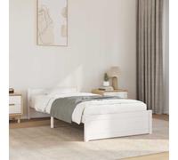 Cadre de Lit Cadre à Lattes sur Pied Sommier à Lattes Meuble de Chambre à Coucher Lit Adulte Lit Double Blanc Bois Massif 140x190 cm