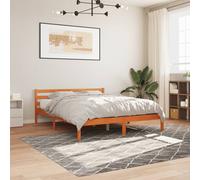 Cadre de Lit, Lit Double avec Sommier à Lattes, Lit Adulte, Meuble de Chambre à Coucher, Cire Marron 140x190 cm Bois de Pin Massif