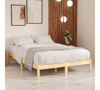 Cadre de lit Bois Massif pour Matelas 135 x 190 cm, mobilier Chambre Robuste, Design Plateforme Moderne pour Un Sommeil Confortable