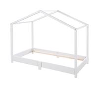 roba Lit de maison 70 x 140 cm - Lit au sol pour enfants selon le principe Montessori - Extensible par un sommier à lattes, un matelas et une housse de lit de maison - Bois laqué blanc