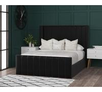 Cadre de lit capitonné Apollo de luxe avec tête de lit à ailes arrière - Sommier à lattes