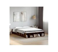 Vidaxl Cadre De Lit Sans Matelas Chêne Fumé 120x190 Cm Marron