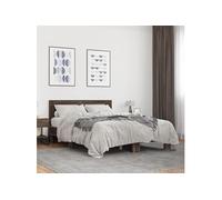 vidaXL Cadre de lit chêne marron 140x190 cm bois d'ingénierie et métal, lit, meuble de chambre à coucher, sommier, lit 3280116 Marron G