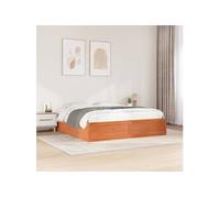 vidaXL Lit en bois massif, sans matelas, en pin brun cireux 180x200