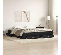 vidaXL Cadre de lit avec tiroirs avec tiroir Chêne Noir 180 x 200 cm, Chambre Douillette, Design rectangulaire, Meubles rustiques, lit avec tiroirs, Solutions Pratiques pour Dormir