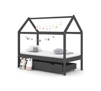 Cadre de lit d enfant avec un tiroir Gris foncé Pin 80x160 cm