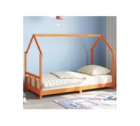 vidaXL Cadre de lit d'enfants cire marron 90x190 cm bois de pin massif, lit pour enfant, cadre de lit en bois, cadre de lit bas, lit pour bambin
