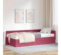 vidaXL Cadre de lit d'angle avec matelas ensemble 2 pièces vert velours