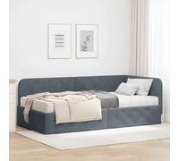 Cadre de lit d'angle avec matelas Velours Lit en Tissu d'appoint vidaXL vidaXL