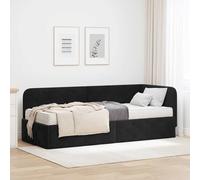 vidaXL Cadre de lit d'angle avec matelas Bleu 100 x 200 cm Velours