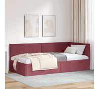 Vidaxl Cadre De Lit D'angle Rouge Bordeaux 80 X 200 Cm Tissu