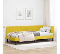 vidaXL Lit d'angle plateforme moderne – Tête de lit velours, gain de place en tissu