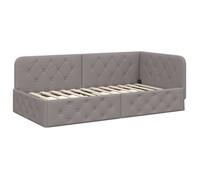 vidaXL Cadre de lit d'angle avec tête de lit Taupe 100x200 cm – Tissu, gain de place