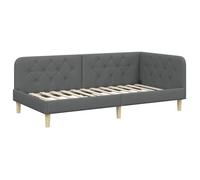 Cadre de lit d'angle en tissu - vidaXL - Gris foncé - 100x200 cm - Design en L - Polyvalent canapé-lit - Cadre à lattes