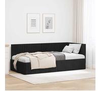 Cadre de lit d'angle en velours - vidaXL - Noir - 90x190 cm - Design en L - Polyvalent canapé-lit - Tête de lit réglable