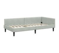 Cadre de lit d'angle gris clair 80 x 200 cm - Housse en velours et tête de lit en bois d'ingénierie pour chambre à coucher moderne - Durable et élégant