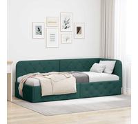 vidaXL Cadre de lit d'angle avec tête de lit Crème 80 x 200 cm tissu