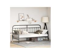vidaXL Cadre-lit de jour Noir 90 x 200 cm Acier enduit de poudre Contemporain