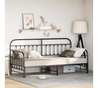 Cadre De Lit Daybed Vidaxl Avec Lit Gigogne Noir 90x190 Cm En Acier Noir