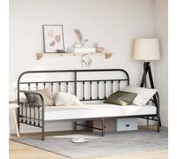 vidaXL Cadre-lit de jour Noir 90 x 200 cm Acier enduit de poudre Contemporain