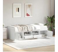 Cadre de lit de jour - KENNETH - 1 PLACE - avec tiroirs - sans matelas - blanc 90x190 cm - LV498