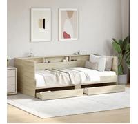 Cadre de lit de jour - KENNETH - 1 PLACE - avec tiroirs - sans matelas - chêne sonoma 90x190 cm - LV546