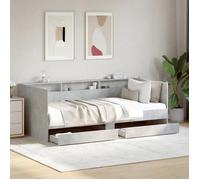 Cadre de lit de jour - KENNETH - 1 PLACE - avec tiroirs - sans matelas - gris béton 90x190 cm - LV547