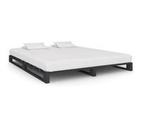 Cadre de lit de palette sans matelas gris 200x200cm bois massif Gris G