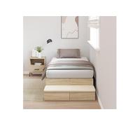 vidaXL Cadre de lit avec Rangement Chêne Sonoma 236.5 x 90 x 31.5 cm, Lit de Rangement Moderne, Cadre rectangulaire, Gain de Place, Meuble Pratique pour la Vie Urbaine.
