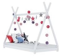 Cadre de lit d'enfant blanc bois de pin massif 70x140 cm G