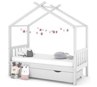 vidaXL Cadre de lit enfant 322149 – avec tiroir en pin massif blanc 80x160 cm