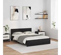 Cadre de Lit Double 135x190 cm Chêne Noir, Bois d'Ingénierie Robuste avec Lumières LED Dynamiques, Tête de Lit Intégrée pour Chambre Moderne et Confortable