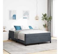 Cadre de Lit Double 140x200cm Gris Foncé en Tissu, avec Matelas Confortable à Ressorts Ensachés, Support Lattes Fixes, Design Moderne pour Chambre Adulte