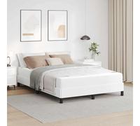 Cadre de Lit Double Blanc Pur 140x200cm avec Matelas Confort Multi-Zone, Tissu Durable, Sommier à Lattes en Bois d'Ingénierie pour Chambre Moderne