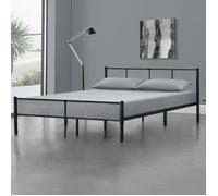 Cadre de Lit Double en Métal Laos 180 x 200 cm Noir Mat [en.casa]