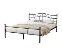 [en.casa] Lit Double Design Intemporel Cadre de Lit Robuste Stable Résistant en Métal Capacité de Charge 300 kg Acier Laqué 160 x 200 cm Noir