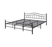 [en.casa] Lit Double Design Intemporel Cadre de Lit Robuste Stable Résistant en Métal Capacité de Charge 300 kg Acier Laqué 180 x 200 cm Noir