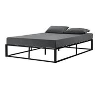 [en.casa] Lit Double en Métal Cadre de Lit Double pour Adultes et Enfants Acier Revêtu par Poudre Couchage 140 x 200 cm Taille 203 x 143 x 30 cm Noir