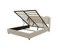 Cadre de lit Double Moderne avec tête en Forme d’Onde,éclairage LED RGB intégré,Rangement hydraulique dissimulé,Ports USB et Type-C des Deux côtés,Structure en Bois renforcé (Beige,160x200cm)