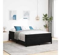 Cadre de Lit Double Noir 140x200 cm en Tissu, avec Matelas Confortable à Ressorts Ensachés, Support Robuste en Bois d'Ingénierie, pour Chambre Moderne