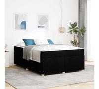 Cadre de Lit Double Noir 140x200cm, Tissu Durable, avec Matelas Ferme à Ressorts Ensachés, Design Moderne pour Chambre, Bois d'Ingénierie Robuste, Facile à Assembler
