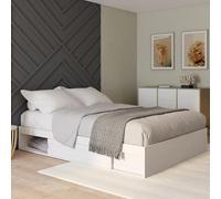 IDMarket - Cadre de lit double Salem avec rangements et sommier 140 x 190 cm Blanc