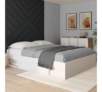IDMarket Cadre de lit double Salem avec rangements et sommier 160 x 200 cm Blanc