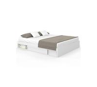 IDMarket - Cadre de lit Double Salem avec rangements et sommier 180 x 200 cm Blanc