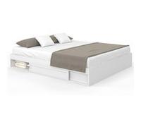 IDMarket – Cadre de lit double Salem avec rangements et sommier 180 x 200 cm Blanc
