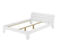 Cadre de lit double style contemporain pin massif blanc 140x200 sans sommier ni matelas 60.54-14WoR