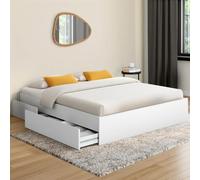 IDMarket Cadre de lit double TOMI 4 tiroirs avec sommier 140 x 190 cm Blanc